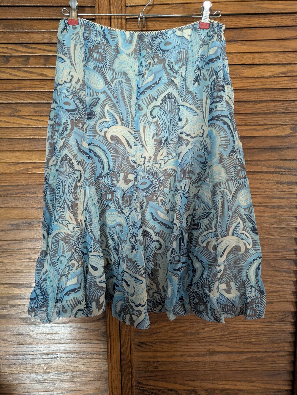 Sigrid Olsen Blue Paisley Midi Skirt Size 4